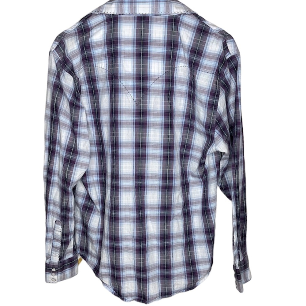 Mens Wrangler western‎ cowboy plaid pearl snap button up shirt size large - Picture 2 of 7
